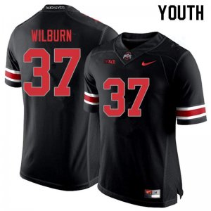 Youth Ohio State Buckeyes #37 Trayvon Wilburn Blackout Nike NCAA College Football Jersey Ventilation HNU7244OA